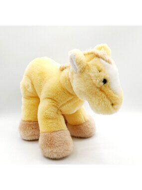 BABY GANZ Plush Horse Pastel Yellow Stuffed Animal Ribbon Soft Lovey Toy 1999